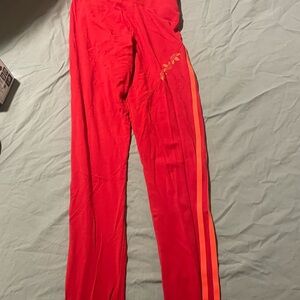 Red and orange Adidas leggings
